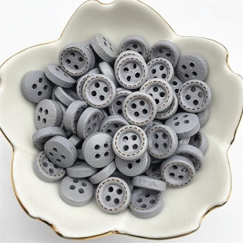 Knöpfe 50pcs 10mm 4hole Mini Color Kids Buttons Wood Buttons Clothing Wedding Decoration Sewing Accessories(61) von HWJFDC