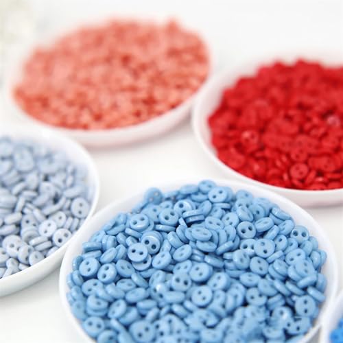 Knöpfe Mini Buttons 4mm 2 Hole Resin Round Tiny Buttons Scrapbooking For DIY Lovely Doll Clothes Sewing Card Making Embellishments(13 Blue Green,50pcs) von HWJFDC