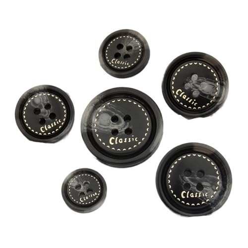 Knöpfe Vintage Resin Imitation Horn Black Large Buttons For Clothing Sweater Suit Coat DIY Scrapbooking Sewing Accessories(23,1pcs 20mm) von HWJFDC