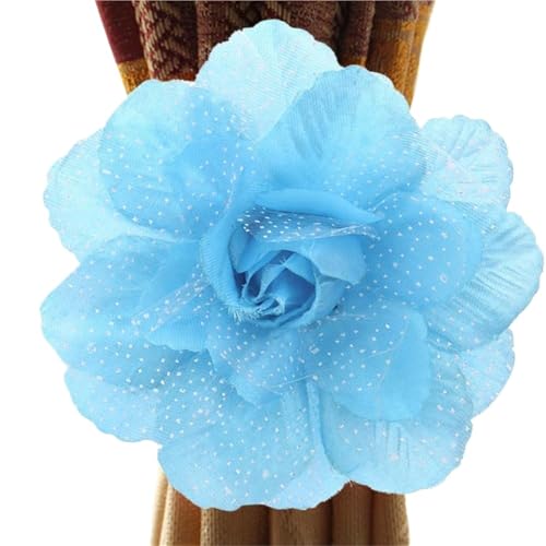 Verdrehte Gardinenhalter 4 Stück Seide Pfingstrose Blume Fenster Vorhang Riemen Vorhang Clip Vorhang Halter Raffhalter Schnalle Clips Hängen Raffhalter Vorhang Home Decor(Blue 13x50cm) von HWJFDC