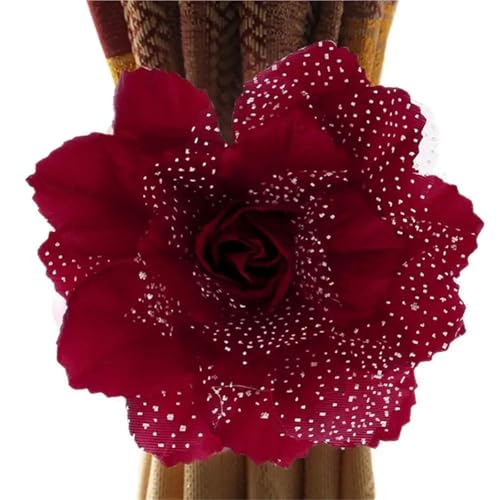 Verdrehte Gardinenhalter 4 Stück Seide Pfingstrose Blume Fenster Vorhang Riemen Vorhang Clip Vorhang Halter Raffhalter Schnalle Clips Hängen Raffhalter Vorhang Home Decor(Burgundy) von HWJFDC