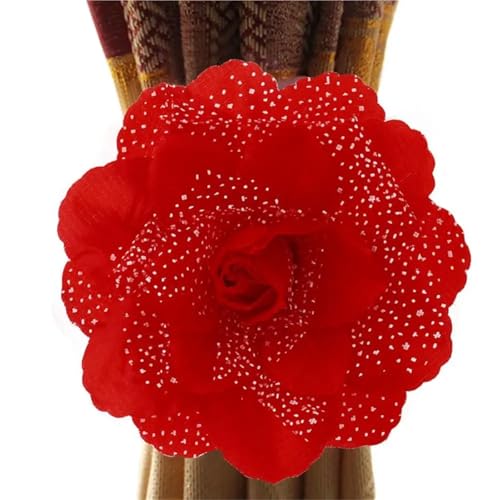 Verdrehte Gardinenhalter 4 Stück Seide Pfingstrose Blume Fenster Vorhang Riemen Vorhang Clip Vorhang Halter Raffhalter Schnalle Clips Hängen Raffhalter Vorhang Home Decor(Red 13x50cm) von HWJFDC