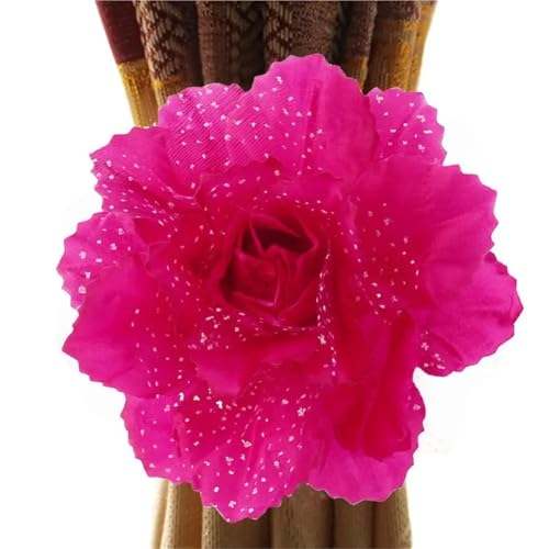 Verdrehte Gardinenhalter 4 Stück Seide Pfingstrose Blume Fenster Vorhang Riemen Vorhang Clip Vorhang Halter Raffhalter Schnalle Clips Hängen Raffhalter Vorhang Home Decor(Rose 13x50cm) von HWJFDC