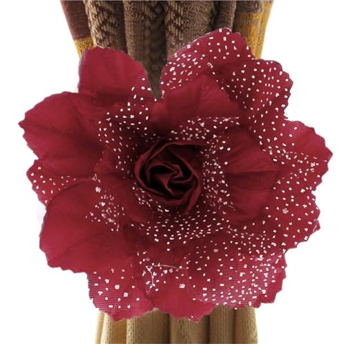 Verdrehte Gardinenhalter 4 stücke Pfingstrose Blume Fenster Vorhang Riemen Vorhang Clip Vorhang Halter Raffhalter Schnalle Clips Hängen Raffhalter Vorhang Hause Decor(Wine) von HWJFDC