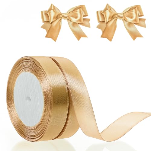 2 Stück Satinbands Gold, 22m x 20mm Satinband Geschenkband, Schleifenband für Geschenkverpackungen, DIY-Handwerk, Partydekoration, Hochzeitsdekoration, Feiertagsdekoration von HWMYTOP