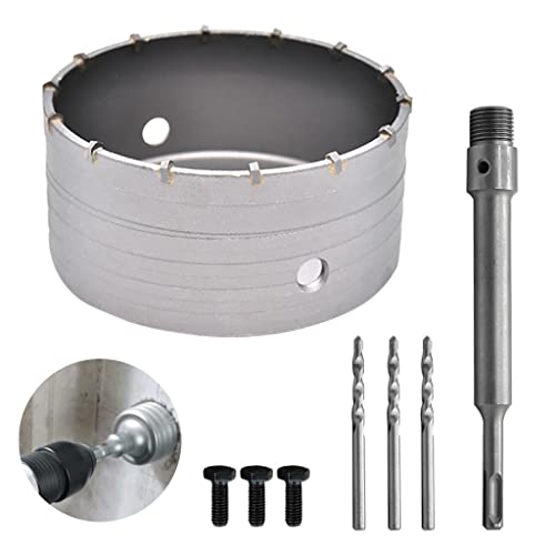 4tlg Bohrkrone Steckdose,150mm Dosenbohrer, mit 220mm SDS plus Adapter und 3 x Zentrierbohrer 110mm, für Kronenbohrer beton, Masonry (150mm Dosenbohrer) von HWTONG