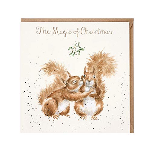 Wrendale - X081 - Weihnachtskarte, Doppelkarte mit Umschlag, Eichhörnchen, The magic of Christmas, 15cm x 15cm von HWTONG