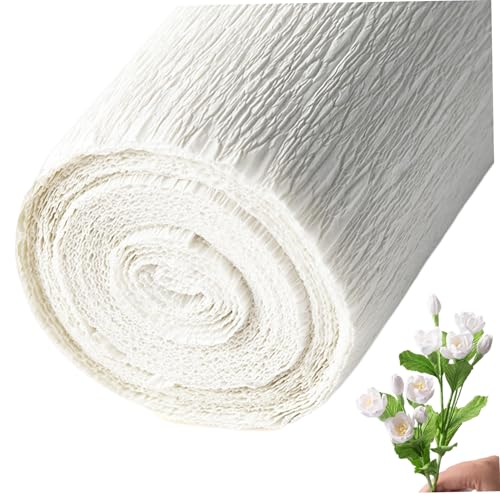 1 Roll-Krepppapier, 98x20 eingedicktes weißes Krepppapierrollenrollenrollenresistent und leicht zu formeblätter für Blumen, Partydekorationen, Kunsthandwerk und mehrPapier von HWXZUUO