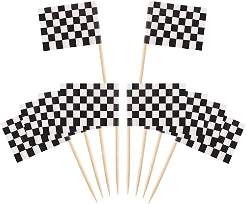 120 Pack karierte Rennflagge Zahnstocher Cupcake Picks Zahnstocher Fahnen Abendessen Flaggen Race Car Cake Toppers Dekorationen Partyzubehör von HWXZUUO