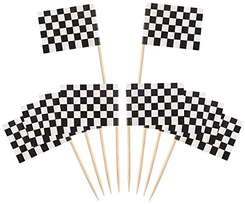 120 Pack karierte Rennflagge Zahnstocher Cupcake Picks Zahnstocher Fahnen Abendessen Flaggen Race Car Cake Toppers Dekorationen Partyzubehör von HWXZUUO