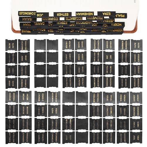 80 PCs Bibel Tabs 0.2x0.2 '' Lederbuch Tabs 66 Gold Folien Tabs 14 leere Registerkarten Pick & Stick Bibelzubehör für christliche Gläubige schwarze, Bibel Tabs Tab von HWXZUUO