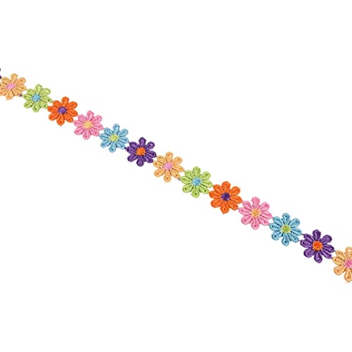 Daisy Blumenspitzenverkleidung Ribbon 15 Meter Regenbogen farbenfrohe Nähen handwerk Spitze gestickt Applique Vintage -Kanten -Zutaten Stoff für DIY -Nähen von HWXZUUO