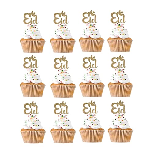 Eid Mubarak Cupcake Toper Sticks Glitzer Eid Kuchendekorationen Islamische muslimische Partei liefert Eidtopper von HWXZUUO