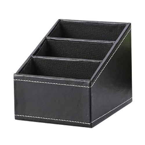 HWXZUUO Fernbedienungshalter Desktop Aufbewahrungsorganisator PU Leder Kosmetischer Sortierbox Schwarzer Desktop -Organizer von HWXZUUO