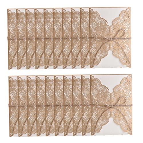 HWXZUUO Hochzeitseinladungskarten Umschlag leer Kraftpapier Innenblätter Party Einladungen 20pcs Goldenparty von HWXZUUO