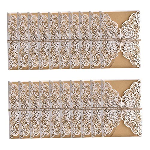 HWXZUUO Hochzeitseinladungskarten Umschlag leer Kraftpapier Innenblätter Party Einladungen 20pcs Whiteparty von HWXZUUO