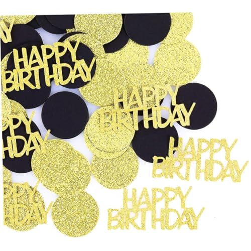 Party Confetti für Tisch Glitzer Schwarz und Gold Geburtstagstisch Konfetti, Streuung Punkte Geburtstagskonfetti -Papier für Tischkonfetti -Dekorationen (100 PCs) von HWXZUUO