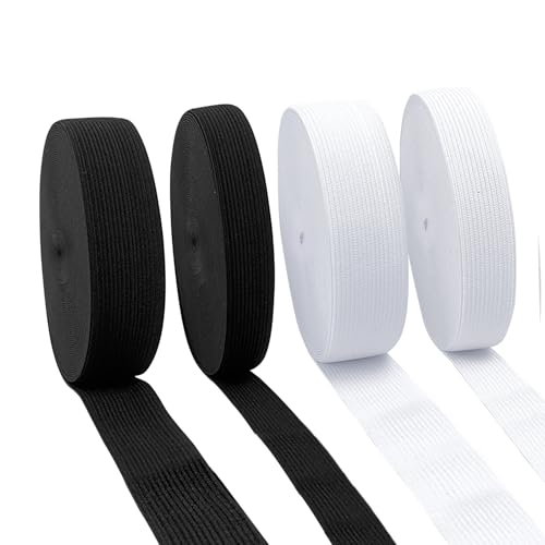 HXC 40 Meter Gummiband Nähen, 20mm 30mm Gummiband Breite Weiß Schwarz Gummiband zum Nähen Elastisches Band für Hosengummi DIY Handwerk Kleidung und Basteln von HXC