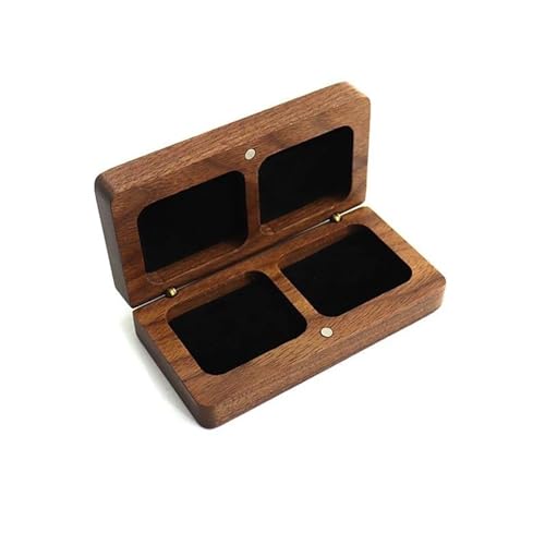 HXCKBLBY Große Ringbox Aus Holz Quadratische Box Halskette Anhänger Armband Schwarze Walnuss Massivholz Schmuckschatulle Schmuckkästchen Klein Jewelry Box(Black) von HXCKBLBY