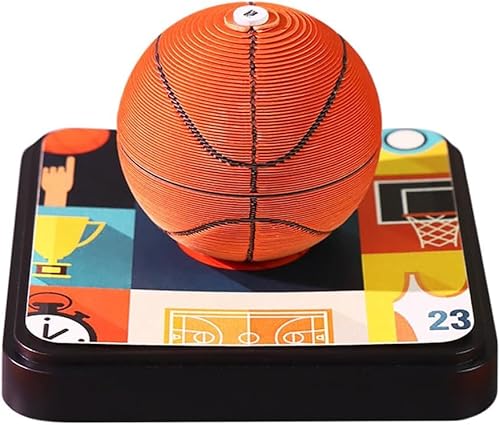 3D-Notizblock, 3D Kalender Abreißen 2025, 2025 Tischkalender-Notizblock mit Licht, Papierskulptur Desktop Ornament (Basketball ohne Licht) von HXCQYGL