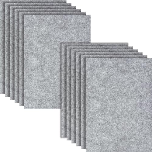 HXJDAM Steifer Filz 2mm Filzmatte, 12 Stücke Bastelfilz, 20x30cmx2mm Dickes Filz zum Basteln, Filzstoff Quadrate für DIY Projekt (Filz Grau) von HXJDAM