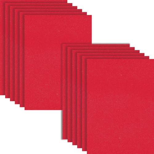 HXJDAM Steifer Filz 2mm Filzmatte, 12 Stücke Bastelfilz, 20x30cmx2mm Dickes Filz zum Basteln, Filzstoff Quadrate für DIY Projekt (Filz Rot) von HXJDAM