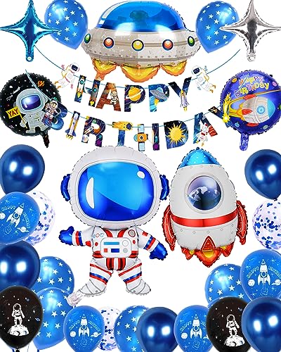 weltraum kindergeburtstag Deko，Astronauten Rakete Planeten Folienballon Geburtstagsdeko,kindergeburtstag deko jungen Birthday Decorations (Astronaut) von HXJFGDM