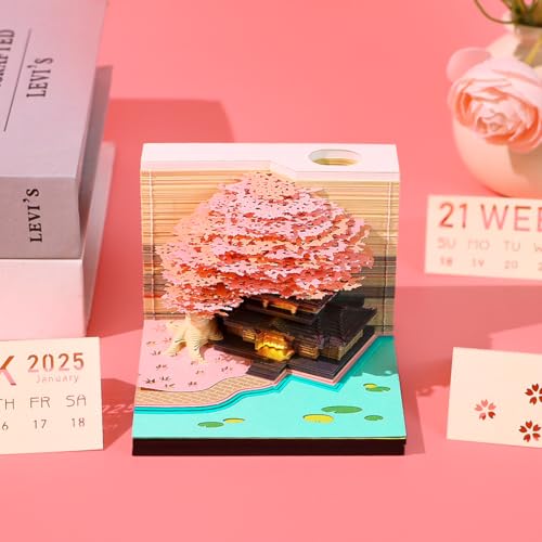 HXLDZOU Skulpturenkalender aus handgerissenem Papier, 3D-Notizblock 3D-Kalender 2025 Skulpturenkunstwerk aus handgerissenem Konstruktionspapier, Verwendung im Heimbüro (E) von HXLDZOU