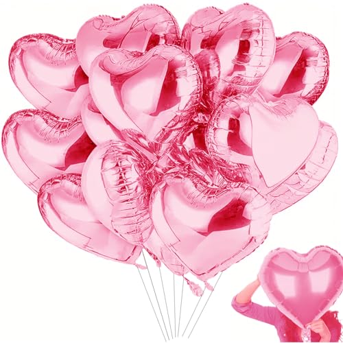 50 Stück rosa Herz-Luftballons, 25,4 cm Folienballons in Herzform, Helium-Ballons, Herzform, Folienballons für Valentinstag, Hochzeitsfeier, Brautparty, Jahrestag, Geburtstag, Party-Dekorationen von HXLJHALG