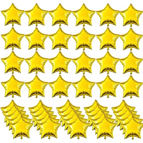 50Pcs Gold Star Foil Balloons Stern Folienballons Gold 50 Stück,10Zoll Stern Helium Luftballons, Sternluftballons Heliumballon ​Folienballon, Hochzeitsdeko von HXLJHALG