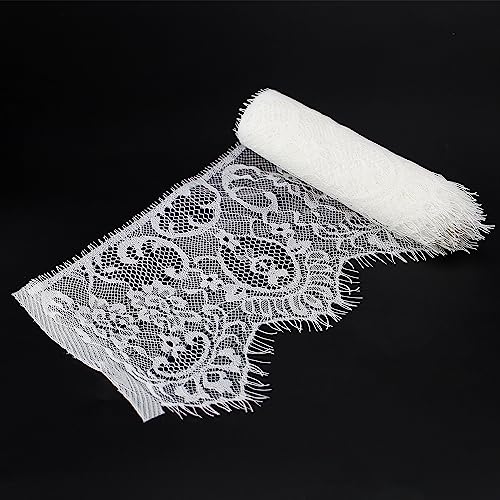 Spitzenband, 3 m, Blumenspitzenband, Stickerei, Applikation, Tüll, Spitze zum Nähen von Kleidung, Schneidern, Nähen, Handwerk, Hochzeit, Brautkleid (weiß und Breite 14 cm) von HXMJIED