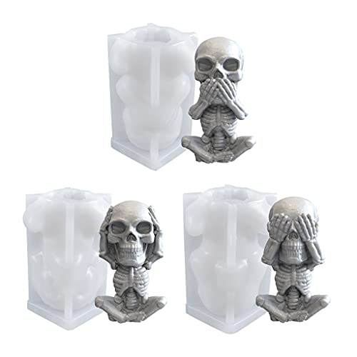 3D-Silikonform mit Totenkopf-Kerzen, Epoxidharz, Halloween-Skelett-Modellierung von HXNH