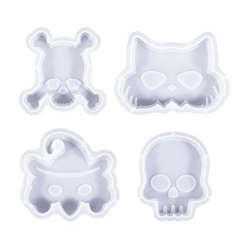 4 Stück/Set Halloween-Kerzenformen, Ornamentformen, Kürbisse, Silikonform, Fledermäuse, Gipsformen, Epoxidharz-Formen von HXNH