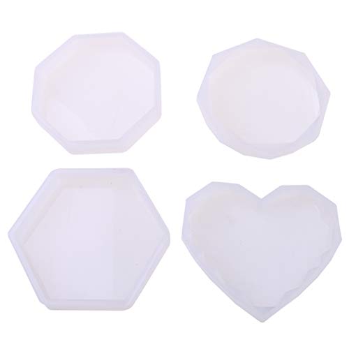 4 Stück/Set Tassen-Pads, Kristall-Epoxid-Form, Herz, Rautenform, Untersetzer-Formen von HXNH