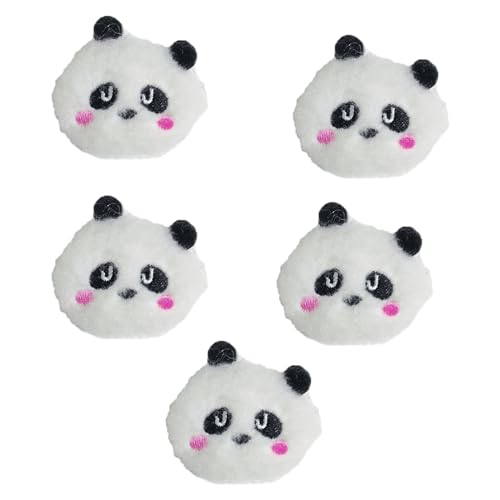 5 Stück Plüsch-Panda-Applikationen für Mütze, Kleidung, Nähen, Flicken, handgefertigte Schals, Handschuhe, Haarspangen, Zubehör von HXNH