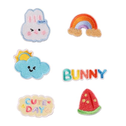 6 Stück Cartoon Kaninchen bestickte Flicken Tier Bügelbilder Regenbogen Reparatur Flicken Nähen Flicken für Kleidung Schuhe 6 Stück Cartoon Kaninchen bestickte Flicken Tier Bügelbilder Regenbogen Reparatur Flicken Nähen Flicken für Kleidung Schuhe von HXNH