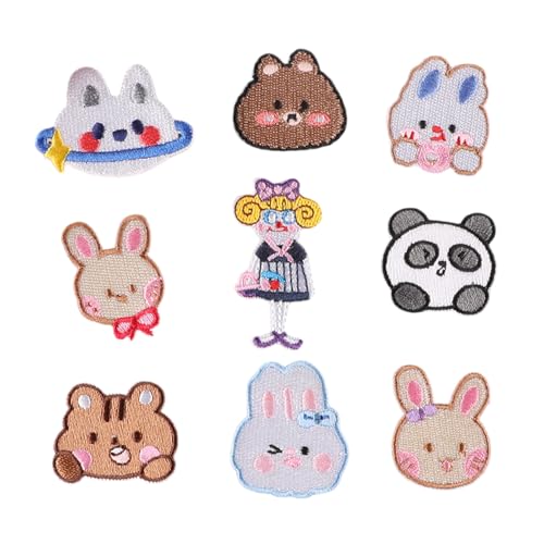9 Stück Kaninchen bestickte Aufnäher Cartoon Panda Aufnäher Aufbügler Aufnäher Aufnäher für Tasche 9 Stück Kaninchen bestickte Aufnäher Cartoon Panda Aufnäher Aufbügler Aufnäher Aufnäher für Tasche von HXNH