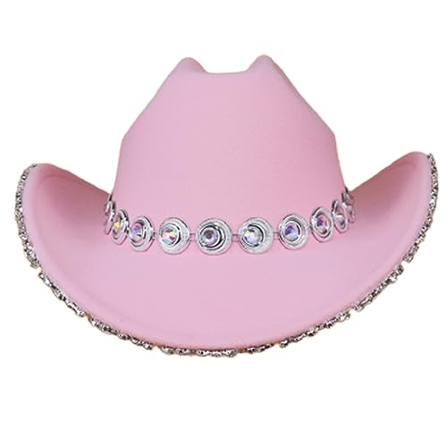 Cowboyhut mit Diamanten besetzt, mit Schmucksteinen besetzt, Discohut für Mädchen, Jungen, Cowgirl-Hut für Karneval, Musikfestival von HXNH