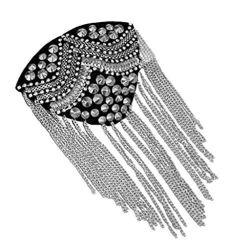 Glänzende Kette mit Strasssteinen für Epaulette, Fransen, Metall, Schulterklappe, Spikes, Brosche, für Damen und Herren von HXNH