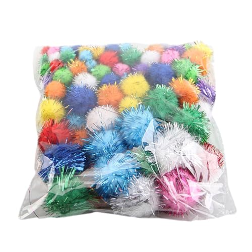 Lametta-Pompons, Applikationen für Hüte, Kleidung, Nähen, Handarbeit, Schals, Handschuhe, Haarspangen, Zubehör, 100 Stück von HXNH