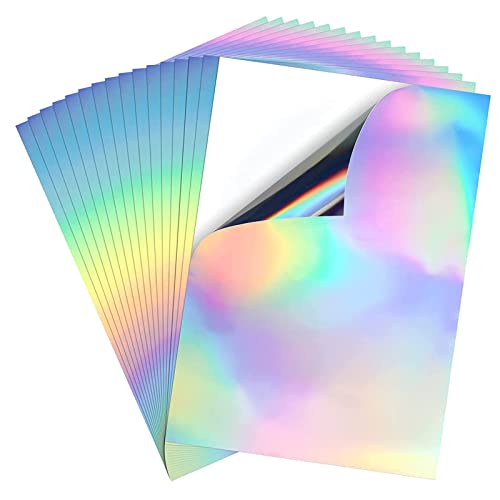Regenbogen-Aufkleberpapier, bedruckbar, holografisch, trocknet schnell, wasserdicht, Aufkleber für Tintendruck, 20 Stück von HXNH