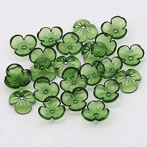 HXSCOO 200 Stücke Multicolor Blume Perlen Kappe Transparente Acryl Perlenkappen for Schmuckherstellung DIY Schmuckzubehör Zubehör 10MM (Color : Green) von HXSCOO