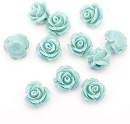 HXSCOO Halskette Natürliche Rose Koralle Steinperlen DIY Blume Charms Spacer for Schmuckherstellung Armband (Color : Light Blue, Size : 15mm-10Pcs) von HXSCOO