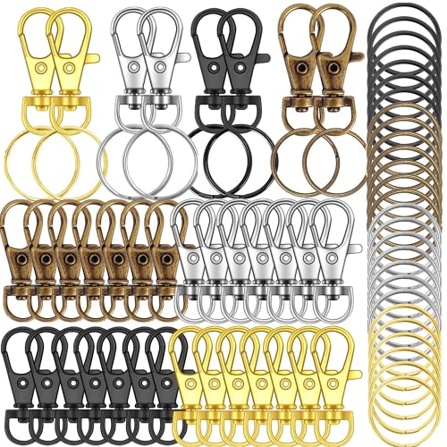 HXSEMAYIG 100 Stück Schlüsselanhänger-Haken mit Schlüsselringen. Drehbare Karabinerverschlüsse aus Metall, für Schlüsselanhänger, Schlüsselbänder, Schmuckherstellung, Handwerk von HXSEMAYIG