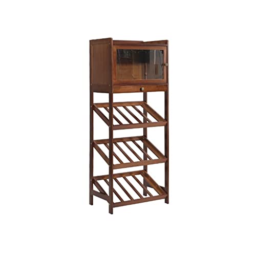 HXZJUIKL Weinschrank Weinschrank mit Getränkehalter aus Edelstahl Restaurant Kleines Weinregal Holz Wohnzimmer 53x33x130cm Weinkoffer Weinschränke für Zuhause von HXZJUIKL