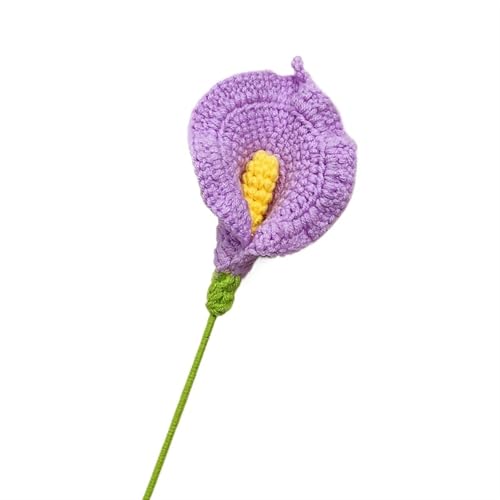 HYBZDKEOP，Gestrickte Blumen，Häkelblumen, 1PCS Hand-Knitted Crochet Flowers Artificial Calla Lily Fake Flowers Plants for Home Table Decor Wedding Bridal Bouquet(Purple) von HYBZDKEOP