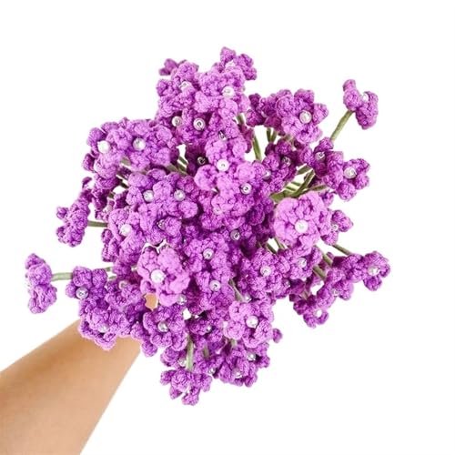 HYBZDKEOP，Gestrickte Blumen，Häkelblumen, 47cm Artificial Handmade Wedding Birthday Bouquet Decoration Arrangement Home Garden Fake Flower(Purple) von HYBZDKEOP