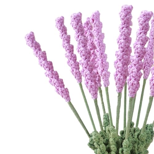 HYBZDKEOP，Gestrickte Blumen，Häkelblumen, 5Pcs Handmade Woven Purple Lavender Bouquet DIY Crochet Artificial Flower Home Decoration Anniversary Giftware(Light Purple) von HYBZDKEOP