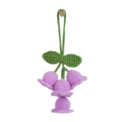 HYBZDKEOP，Gestrickte Blumen，Häkelblumen, Crochet Flower Lily Orchid Pendants HandCar Decor Bag Pendant Hanging Accessory Crochet(S7 16x3cm) von HYBZDKEOP