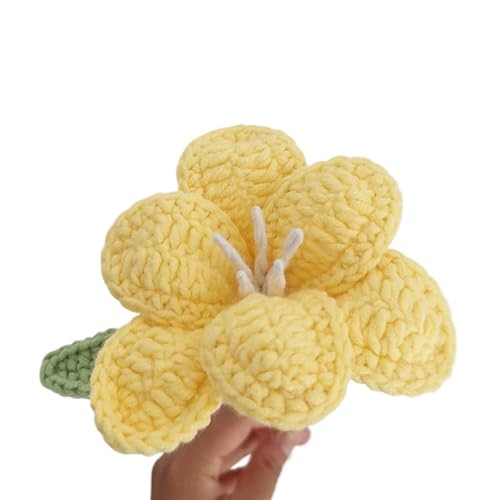 HYBZDKEOP，Gestrickte Blumen，Häkelblumen, Hand-Artificial Tulips Bouquet Cotton Yarn Crochet Fake Flowers for Wedding Home Table Decor(F) von HYBZDKEOP